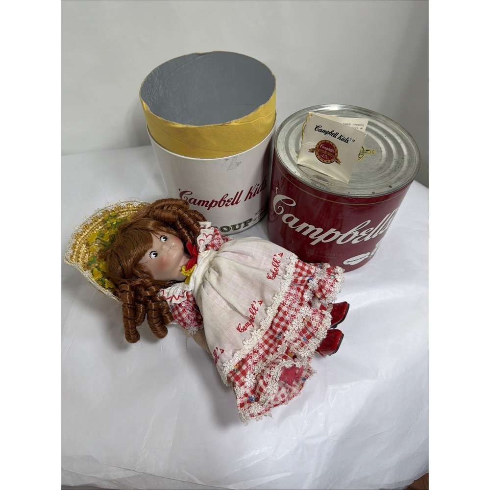 Campbell Soup Porcelain Collectible Doll Red Hair Tag And Numbered - LE Soup Can